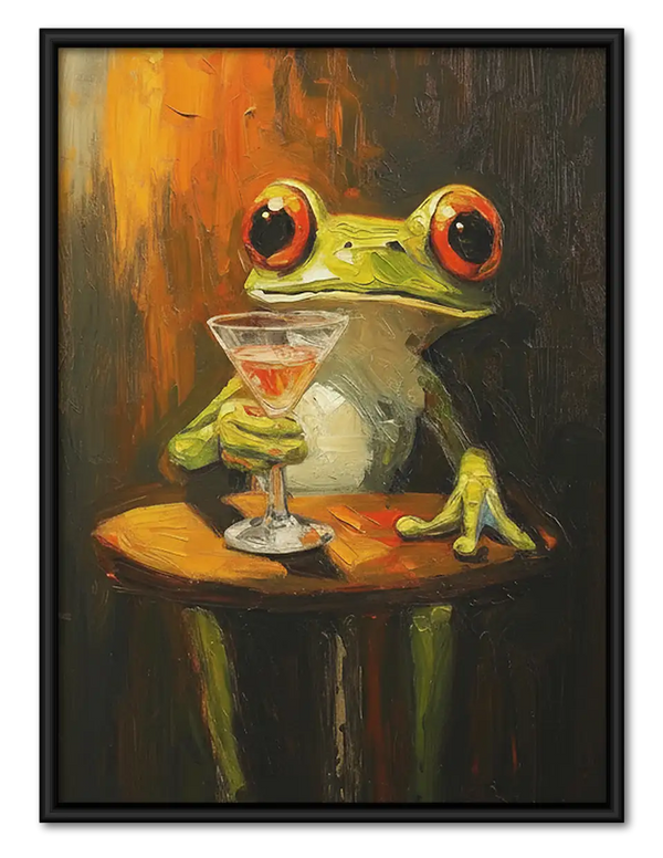 Frog Enjoying Martini at Bar Wall Art