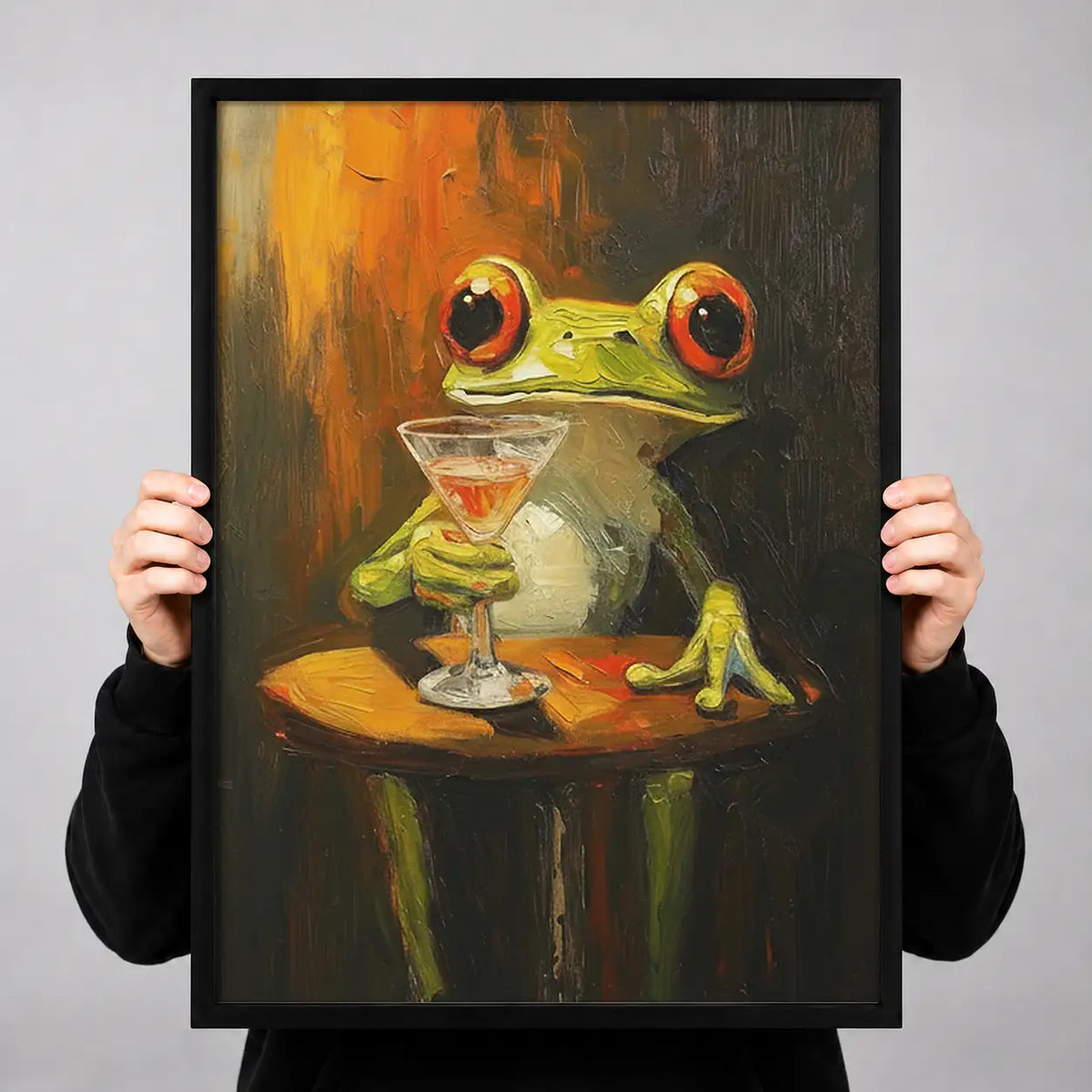 Frog Enjoying Martini at Bar Wall Art 3