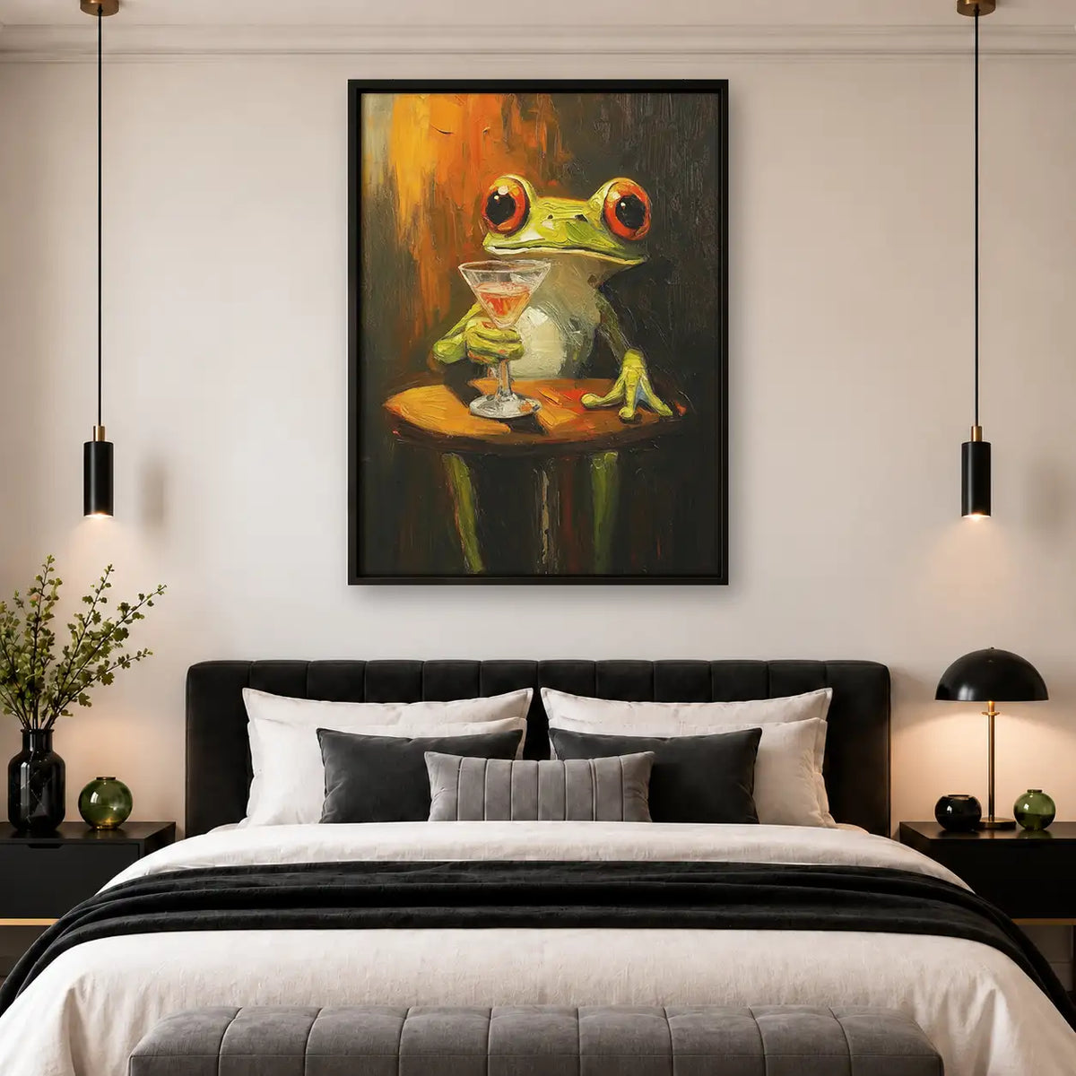 Frog Enjoying Martini at Bar Wall Art 4