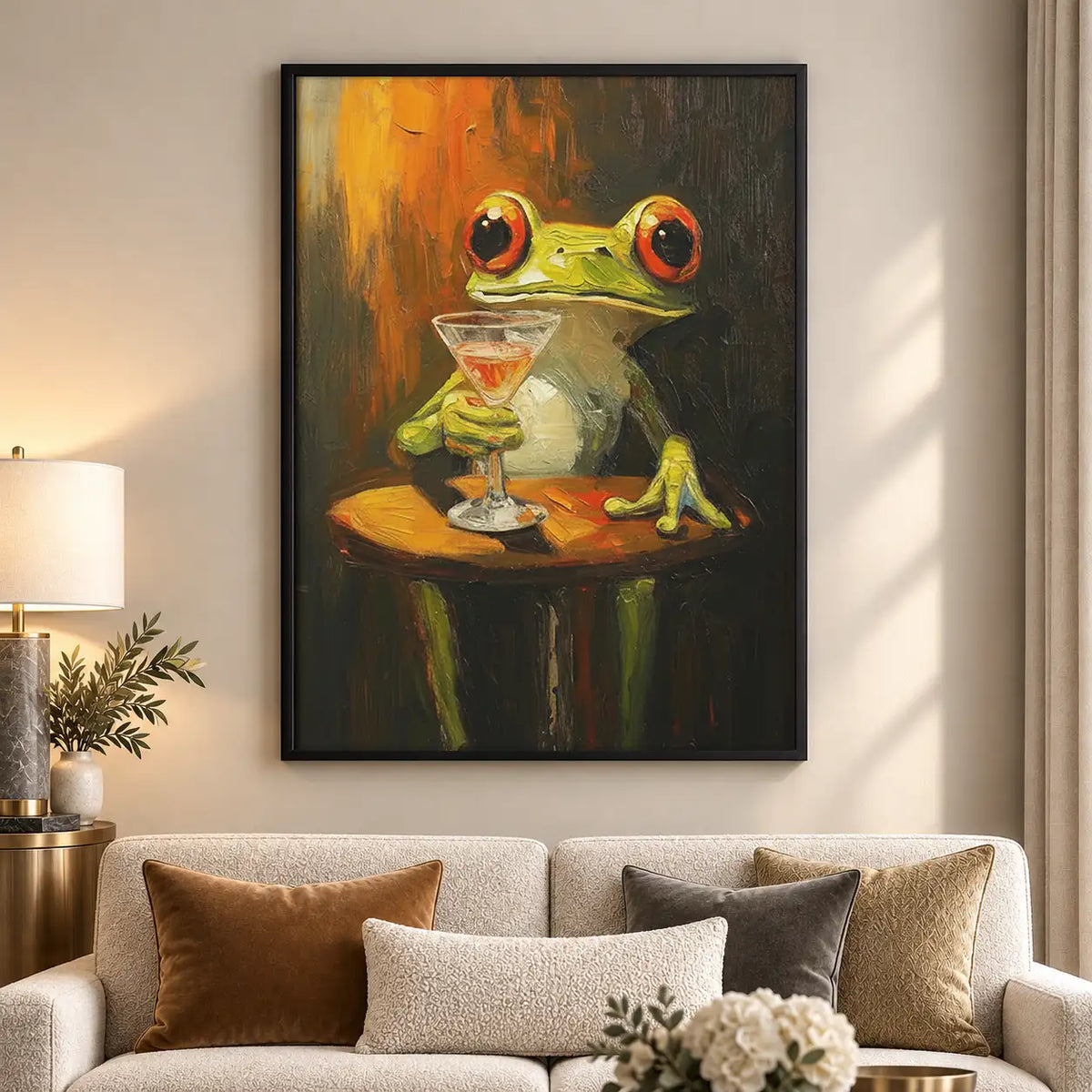 Frog Enjoying Martini at Bar Wall Art 5