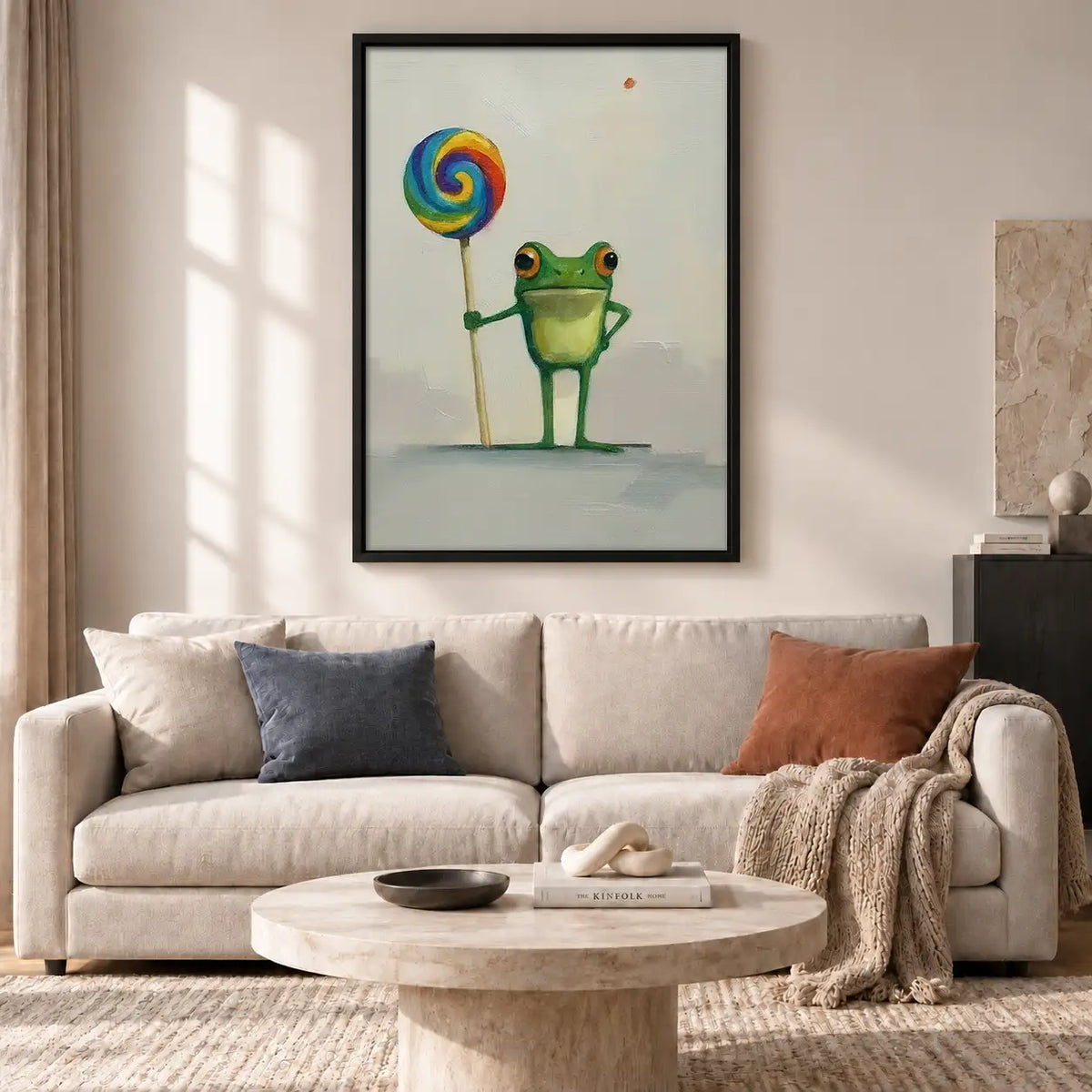 Frog Holding Rainbow Lollipop Wall Art 2
