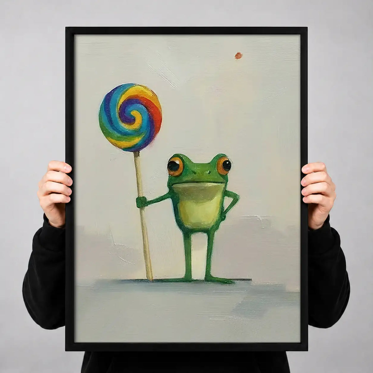 Frog Holding Rainbow Lollipop Wall Art 3