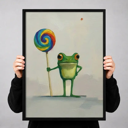 Frog Holding Rainbow Lollipop Wall Art 3