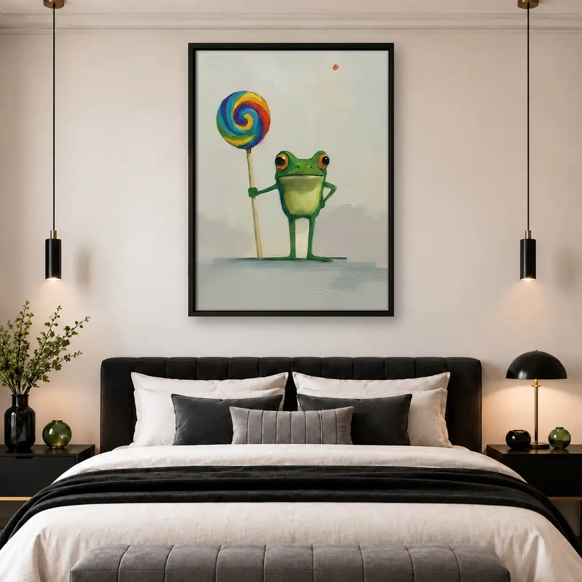 Frog Holding Rainbow Lollipop Wall Art 4