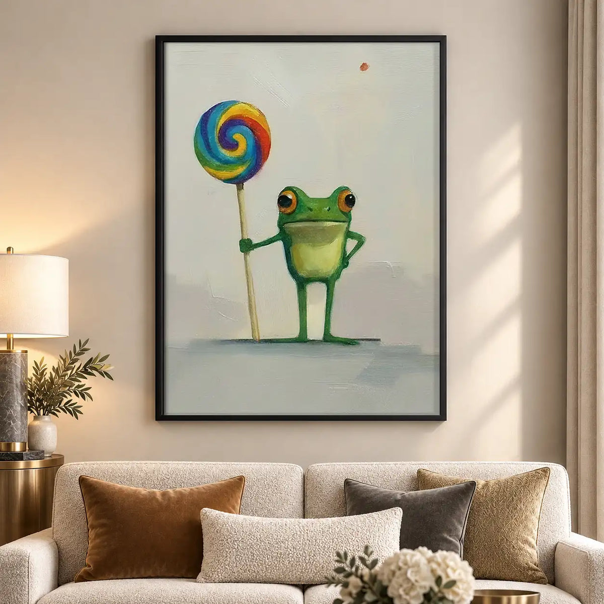 Frog Holding Rainbow Lollipop Wall Art 5