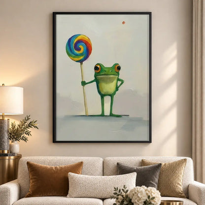 Frog Holding Rainbow Lollipop Wall Art 5
