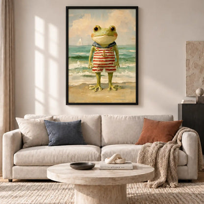 Frog in Striped Shirt Portrait Wall Art 2