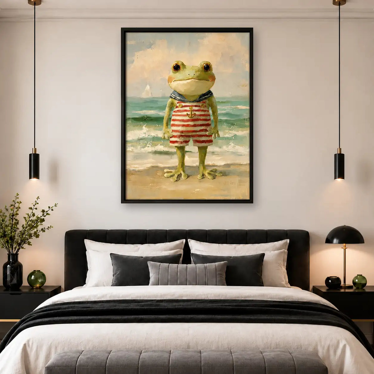Frog in Striped Shirt Portrait Wall Art 4