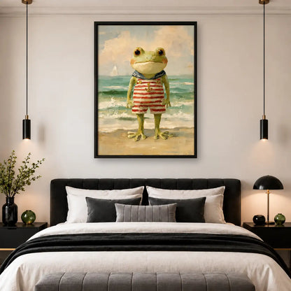 Frog in Striped Shirt Portrait Wall Art 4