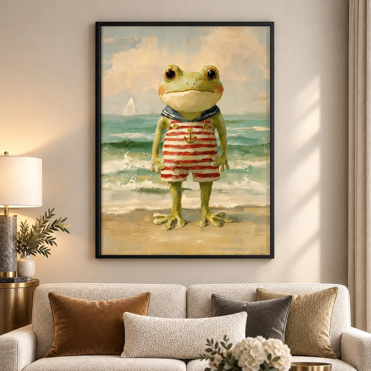 Frog in Striped Shirt Portrait Wall Art 5
