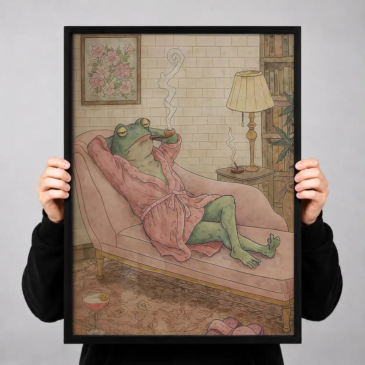 Frog Lounging on Pink Sofa Wall Art 3