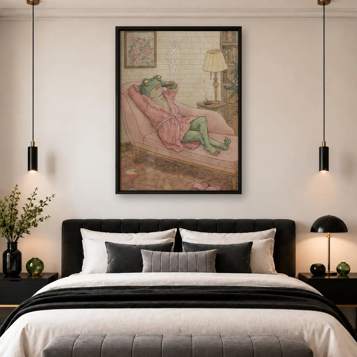 Frog Lounging on Pink Sofa Wall Art 4