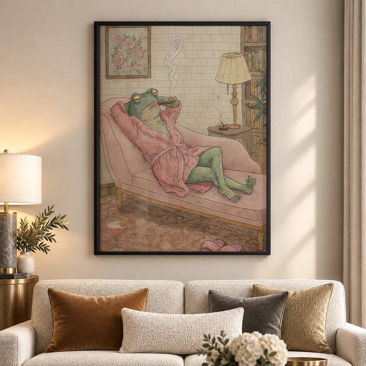 Frog Lounging on Pink Sofa Wall Art 5