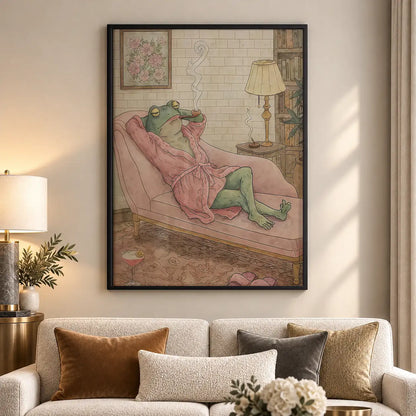 Frog Lounging on Pink Sofa Wall Art 5