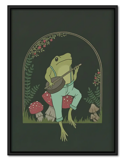 Frog Reading beneath Mushroom Wall Art