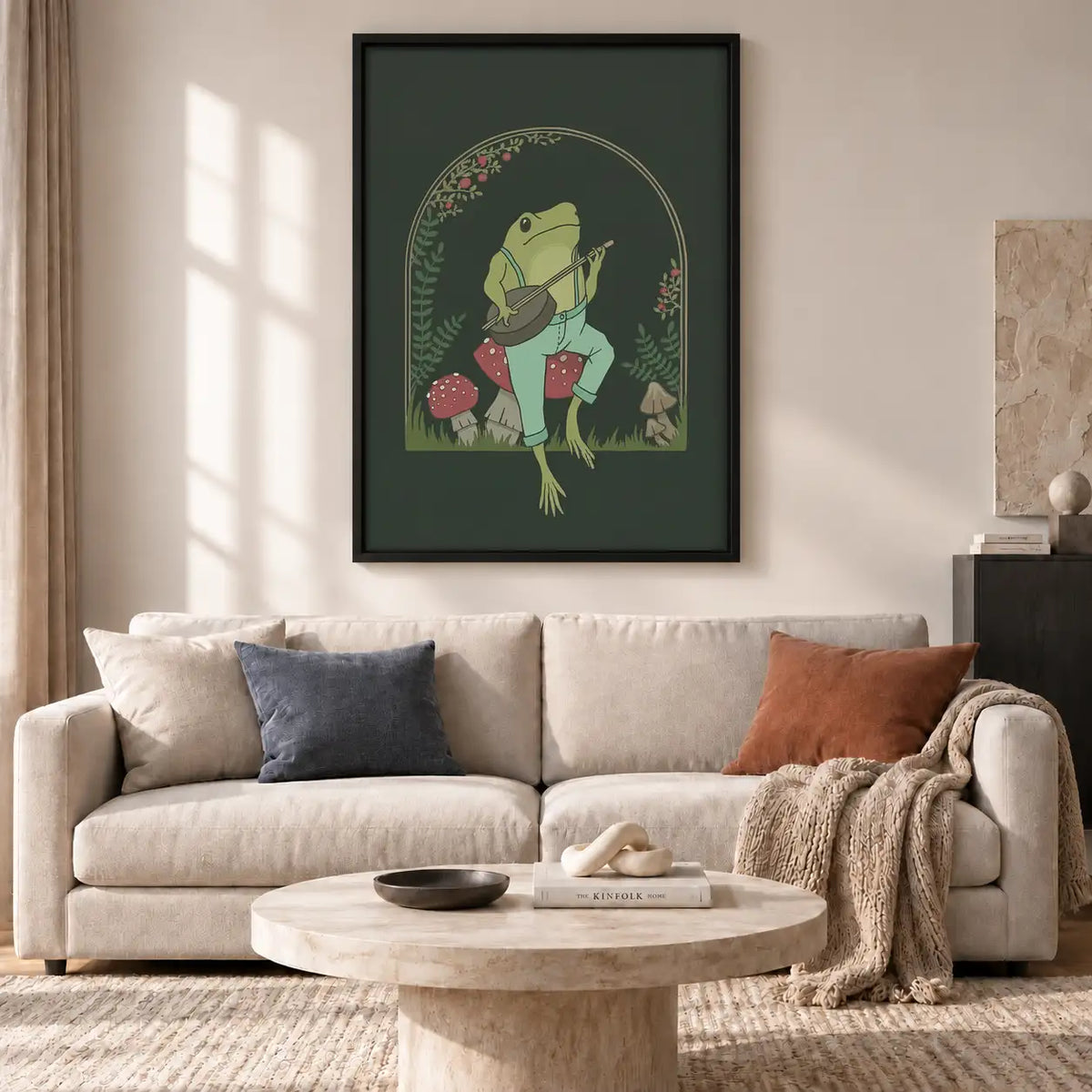 Frog Reading beneath Mushroom Wall Art 2