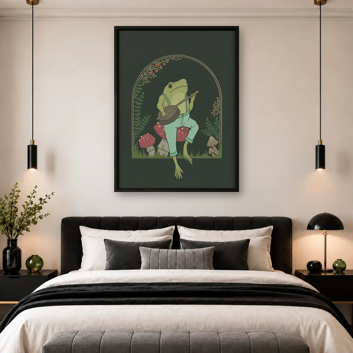 Frog Reading beneath Mushroom Wall Art 4
