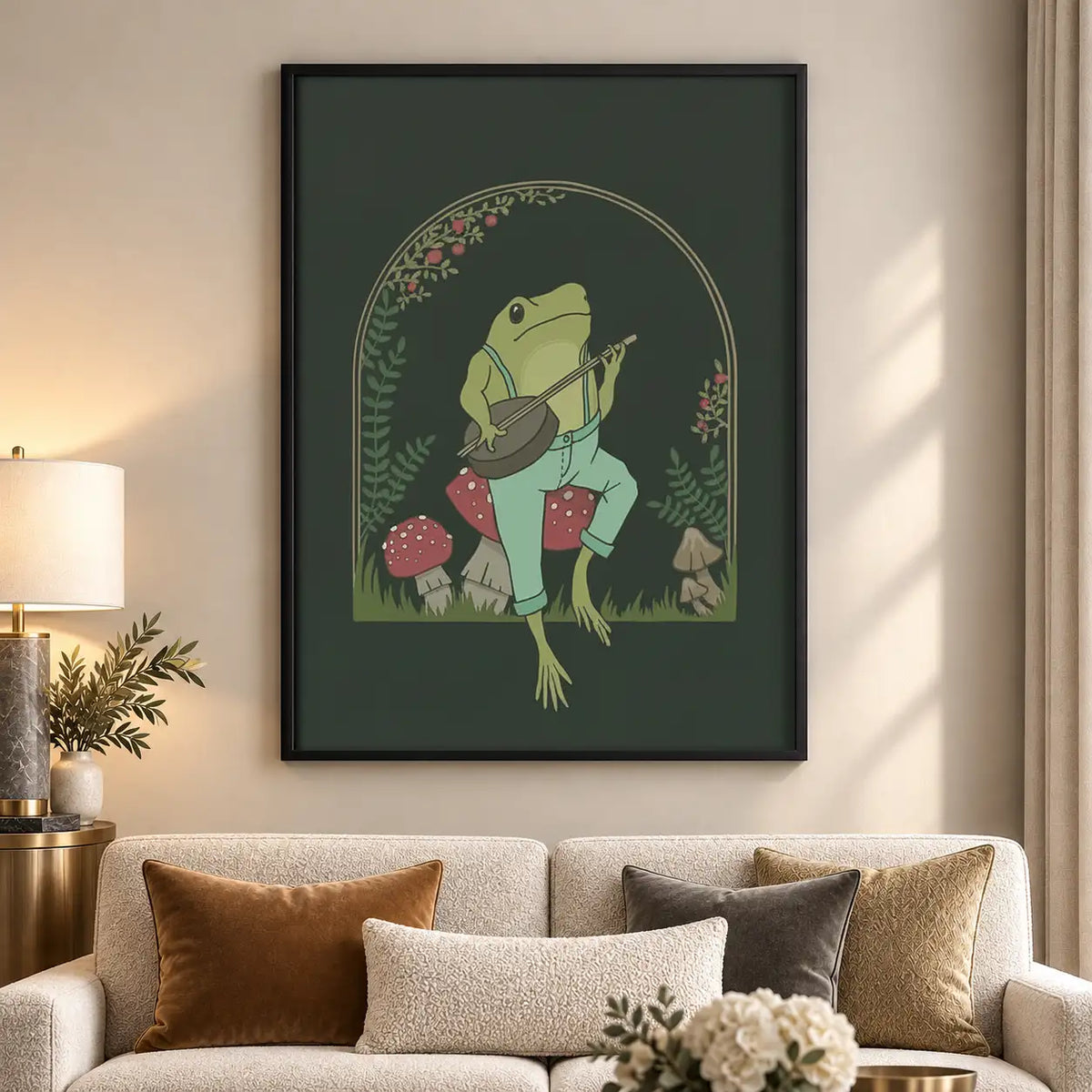 Frog Reading beneath Mushroom Wall Art 5