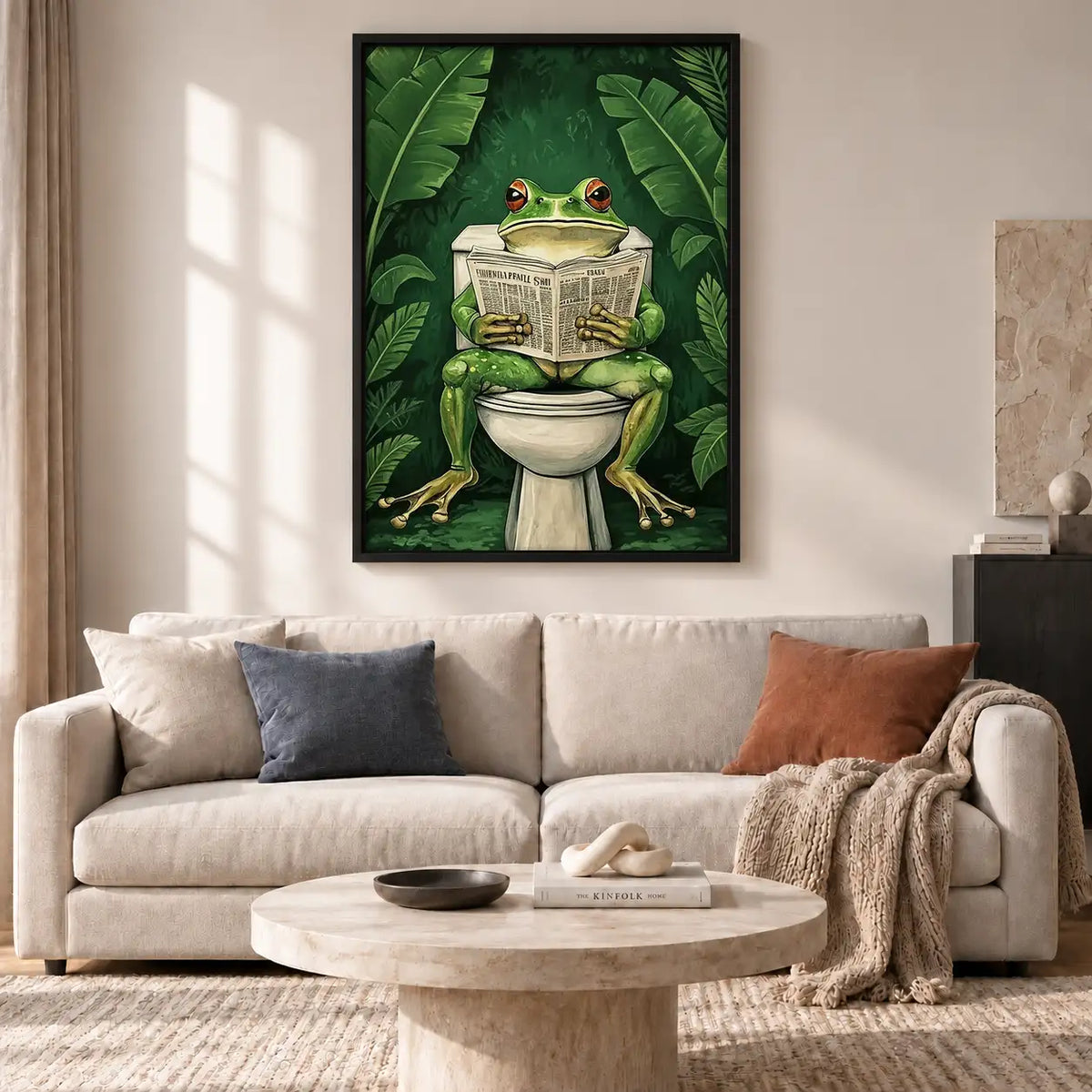 Frog Reading on Jungle Toilet Wall Art 2