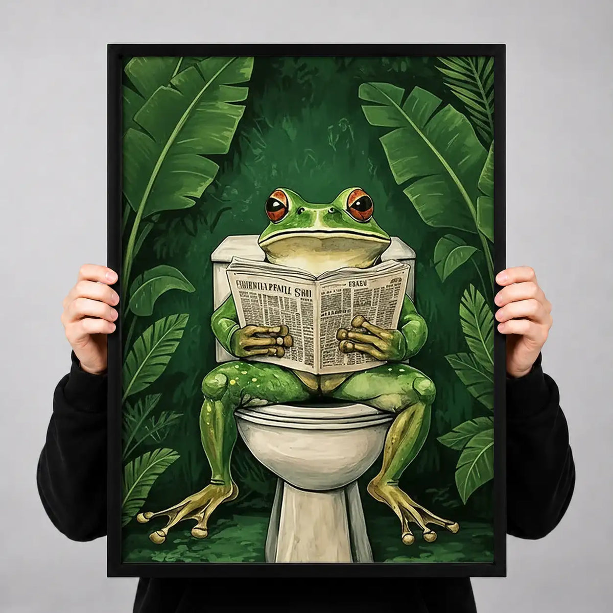 Frog Reading on Jungle Toilet Wall Art 3