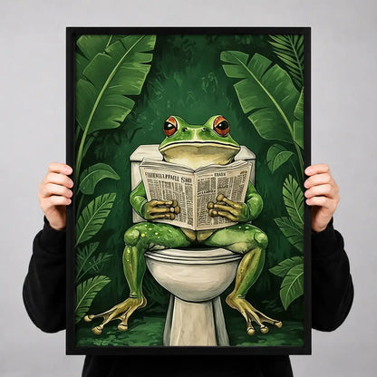 Frog Reading on Jungle Toilet Wall Art 3