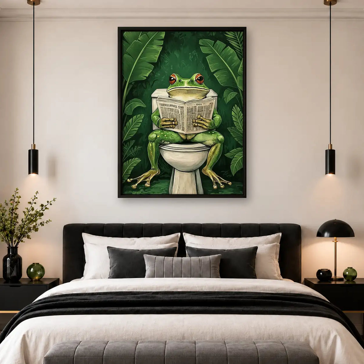 Frog Reading on Jungle Toilet Wall Art 4