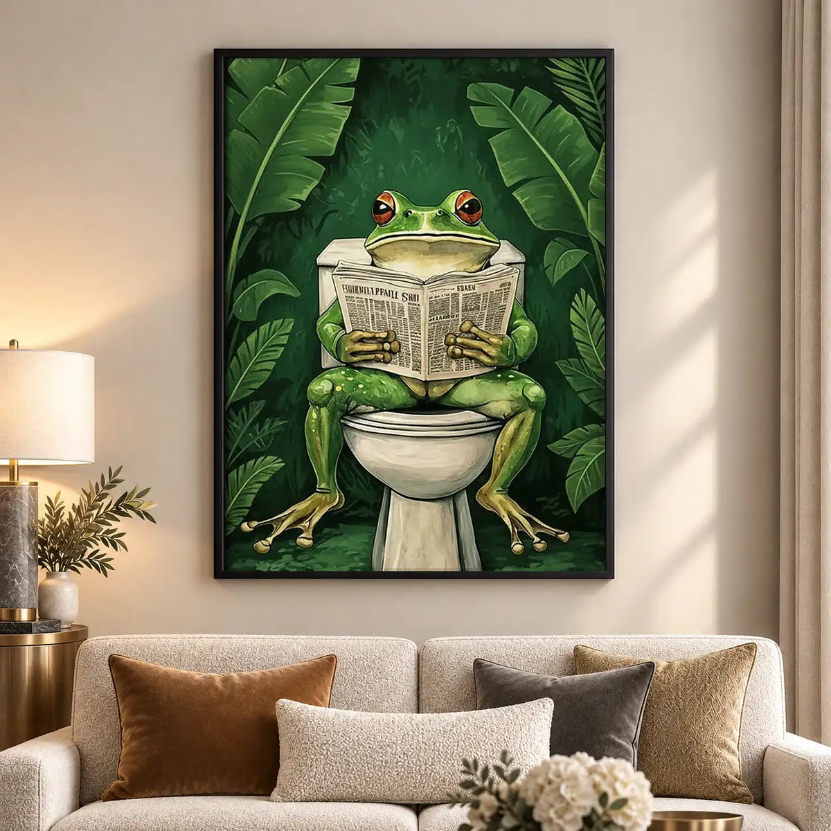 Frog Reading on Jungle Toilet Wall Art 5