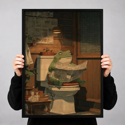 Frog Reading on Library Toilet Wall Art 3