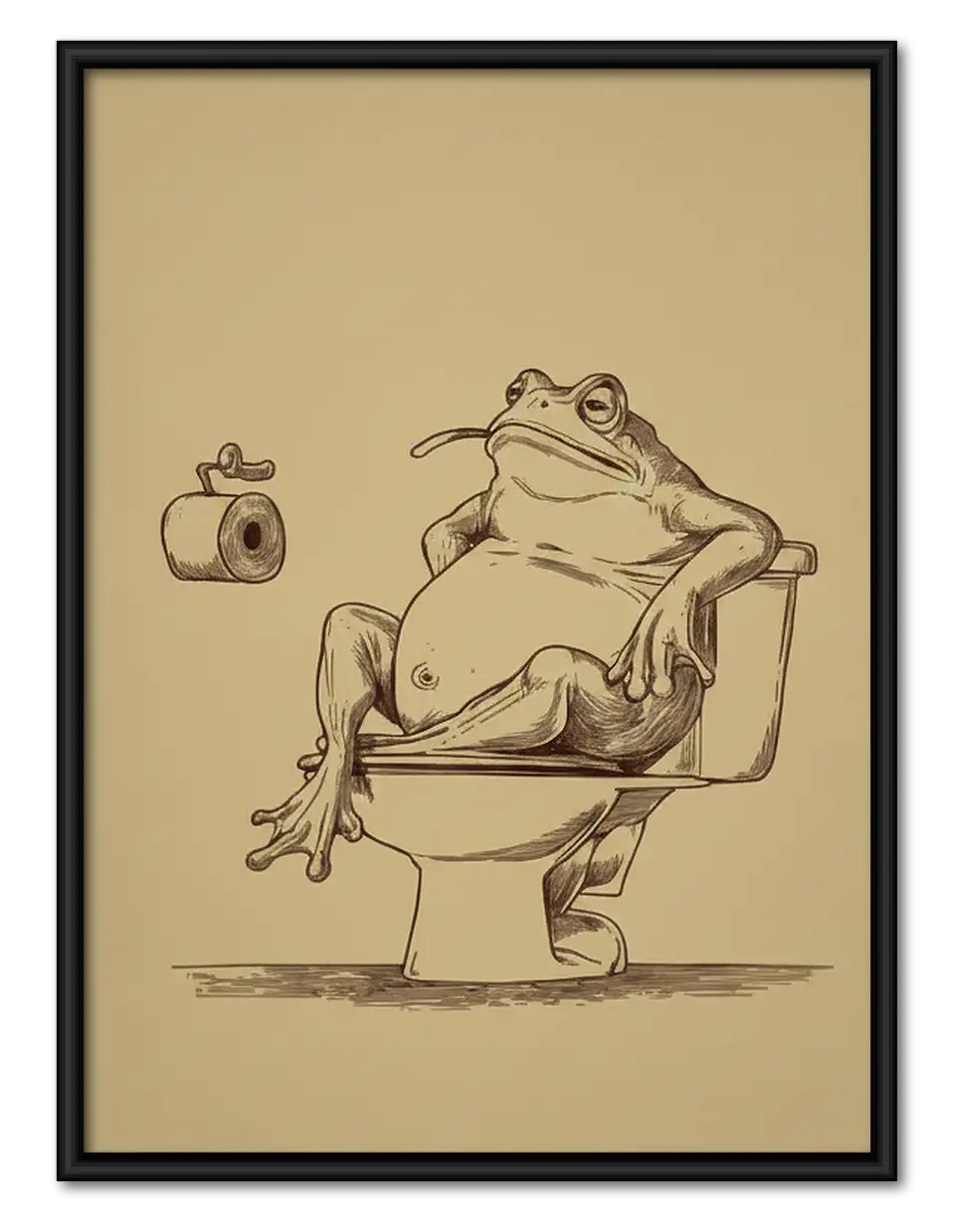 Frog Reading on Toilet Line Art 1