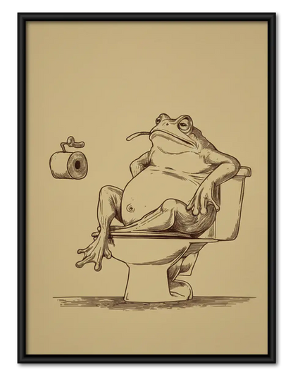 Frog Reading on Toilet Line Art 1