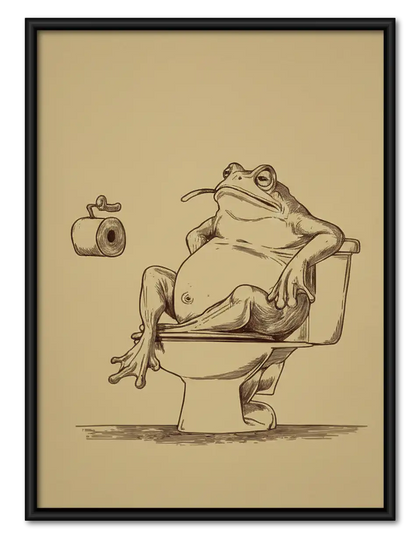 Frog Reading on Toilet Line Art