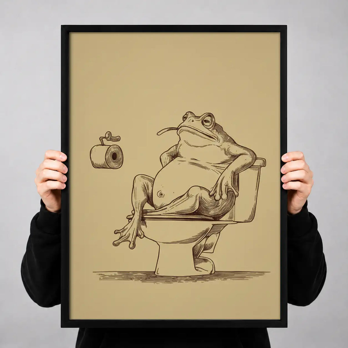 Frog Reading on Toilet Line Art 3