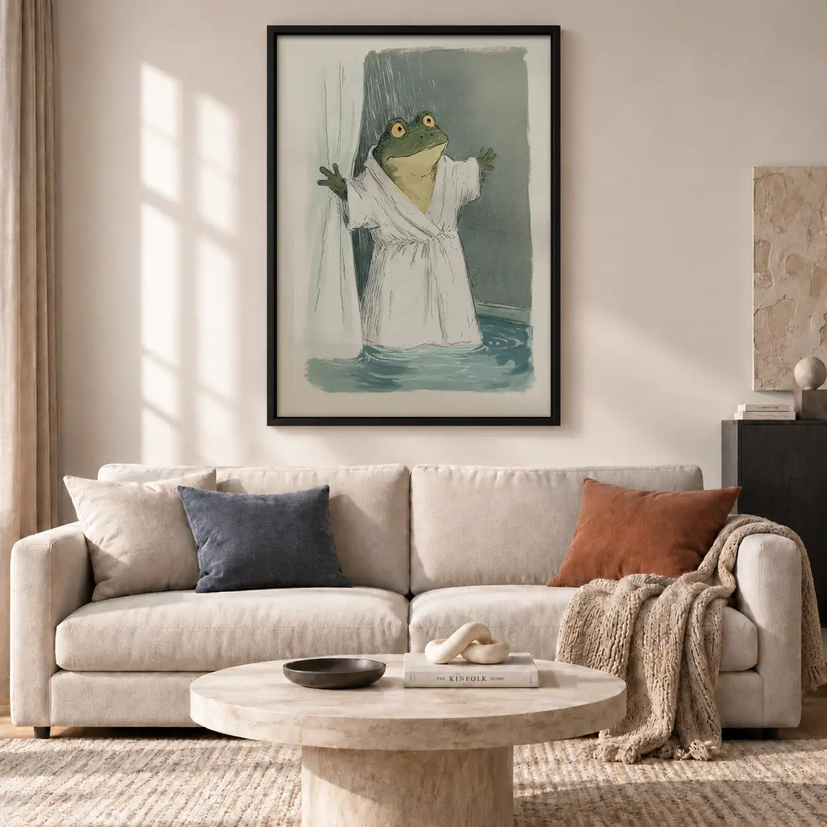 Frog Relaxing in White Bathrobe Wall Art 2
