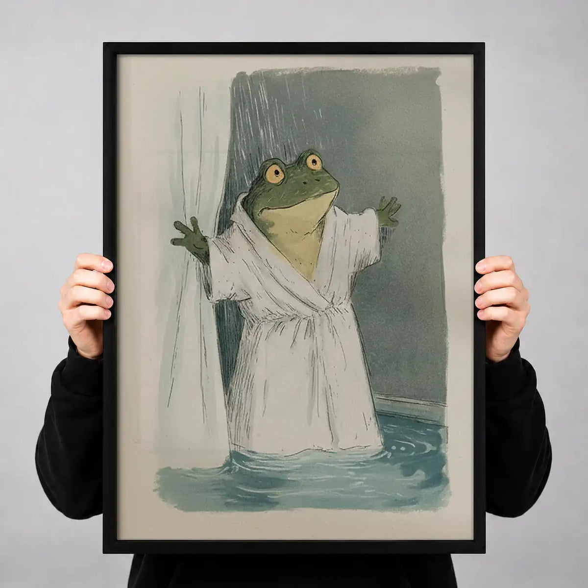 Frog Relaxing in White Bathrobe Wall Art 3