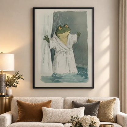 Frog Relaxing in White Bathrobe Wall Art 5