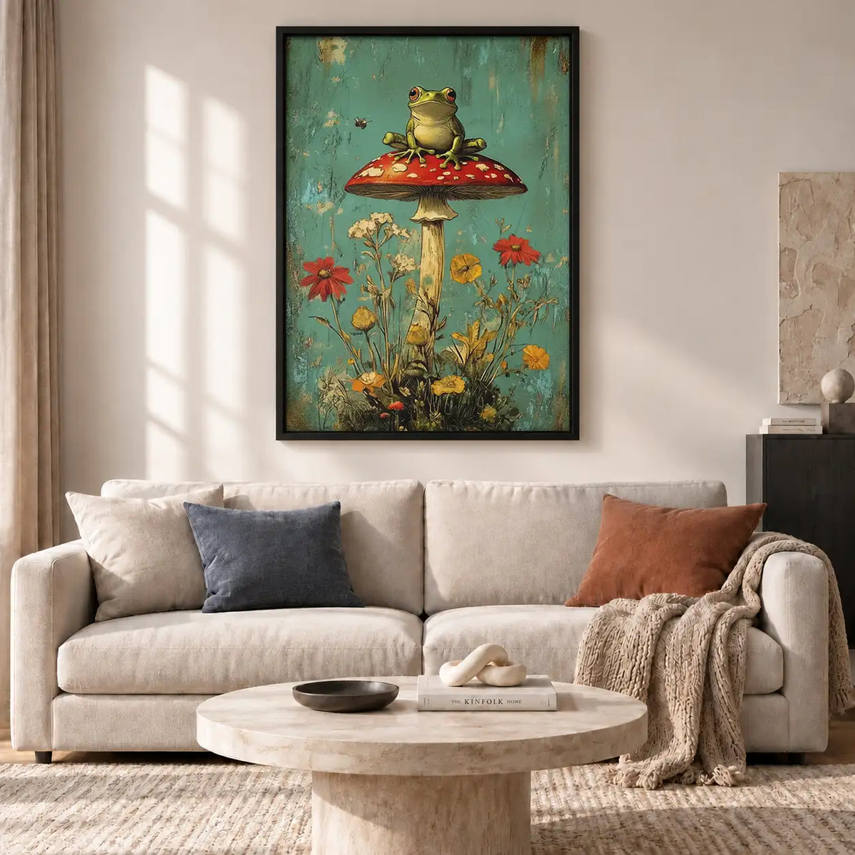 Frog Sitting on Giant Mushroom Wall Art 2