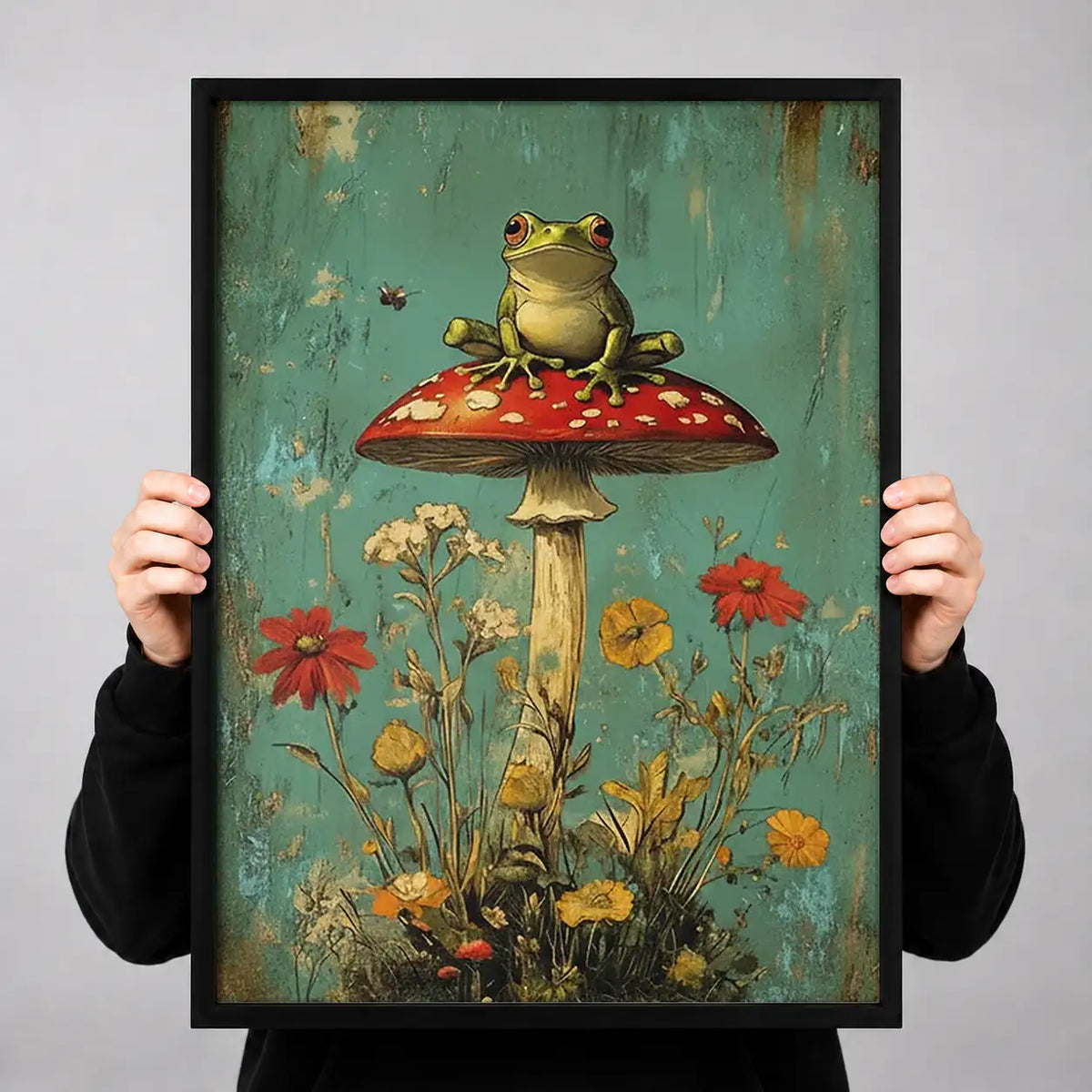 Frog Sitting on Giant Mushroom Wall Art 3