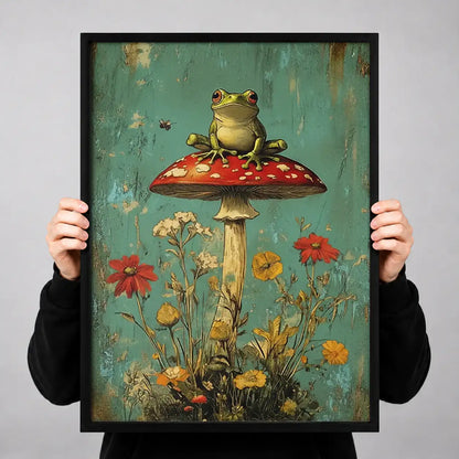 Frog Sitting on Giant Mushroom Wall Art 3