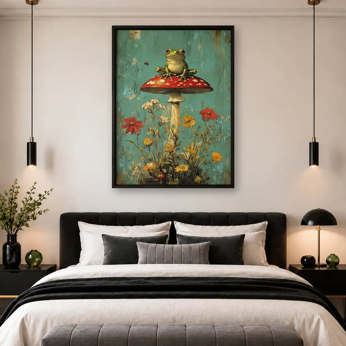 Frog Sitting on Giant Mushroom Wall Art 4