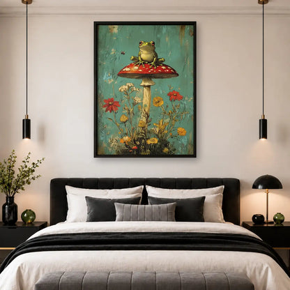 Frog Sitting on Giant Mushroom Wall Art 4