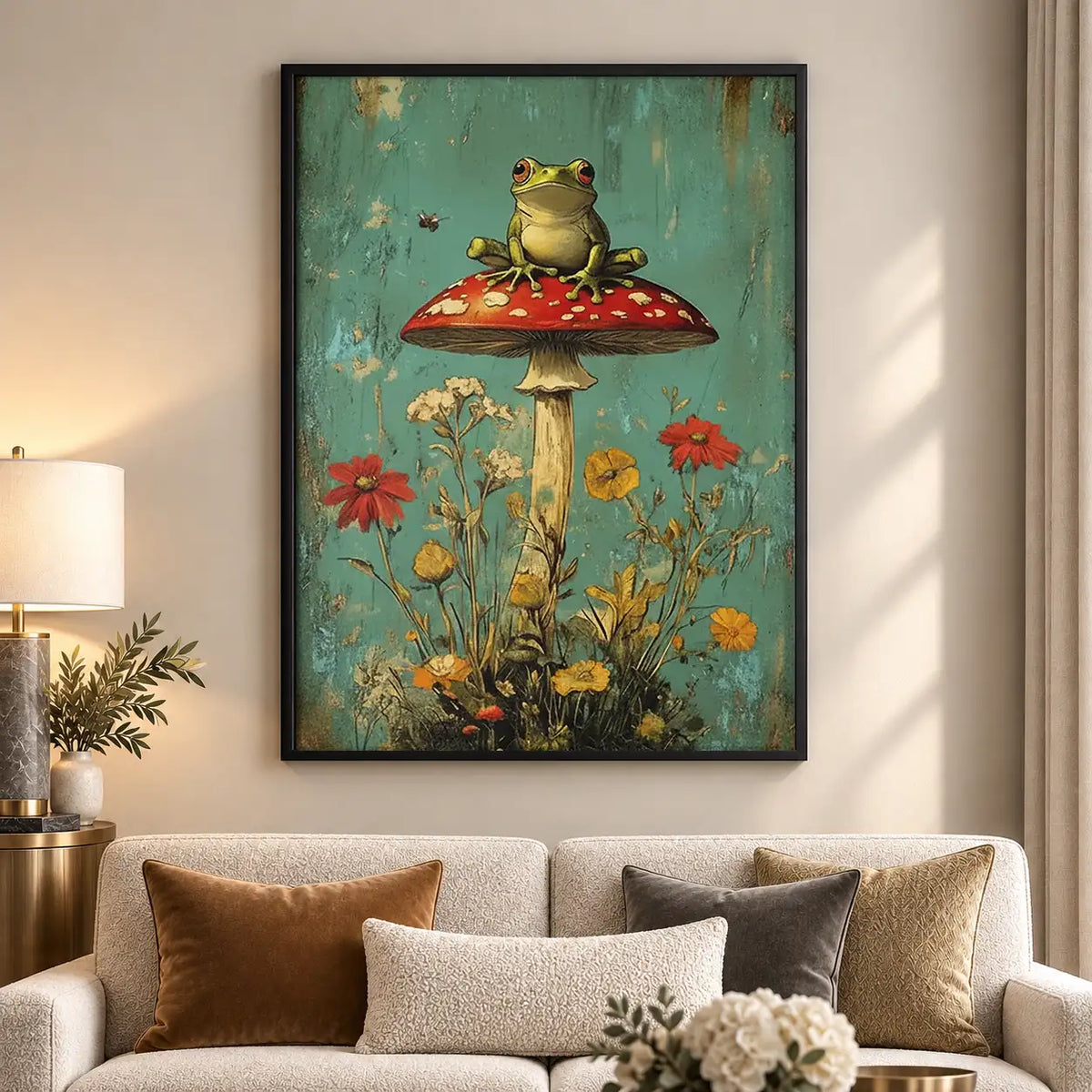 Frog Sitting on Giant Mushroom Wall Art 5