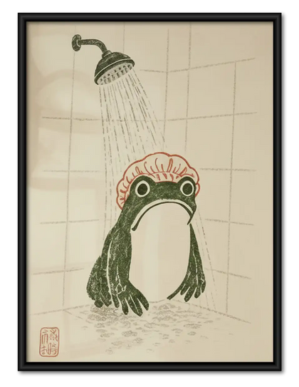 Frog Taking a Shower Wall Art