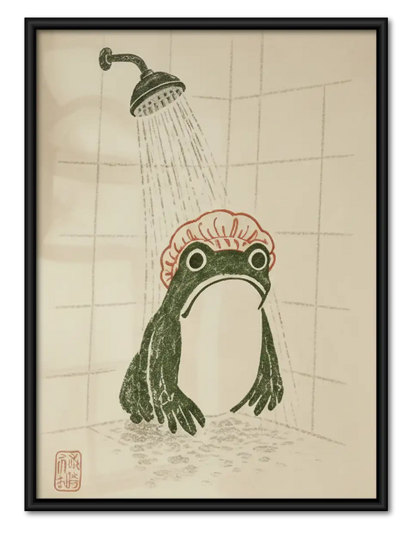 Frog Taking a Shower Wall Art