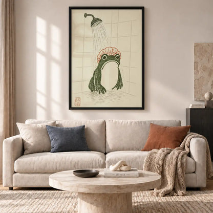 Frog Taking a Shower Wall Art 2