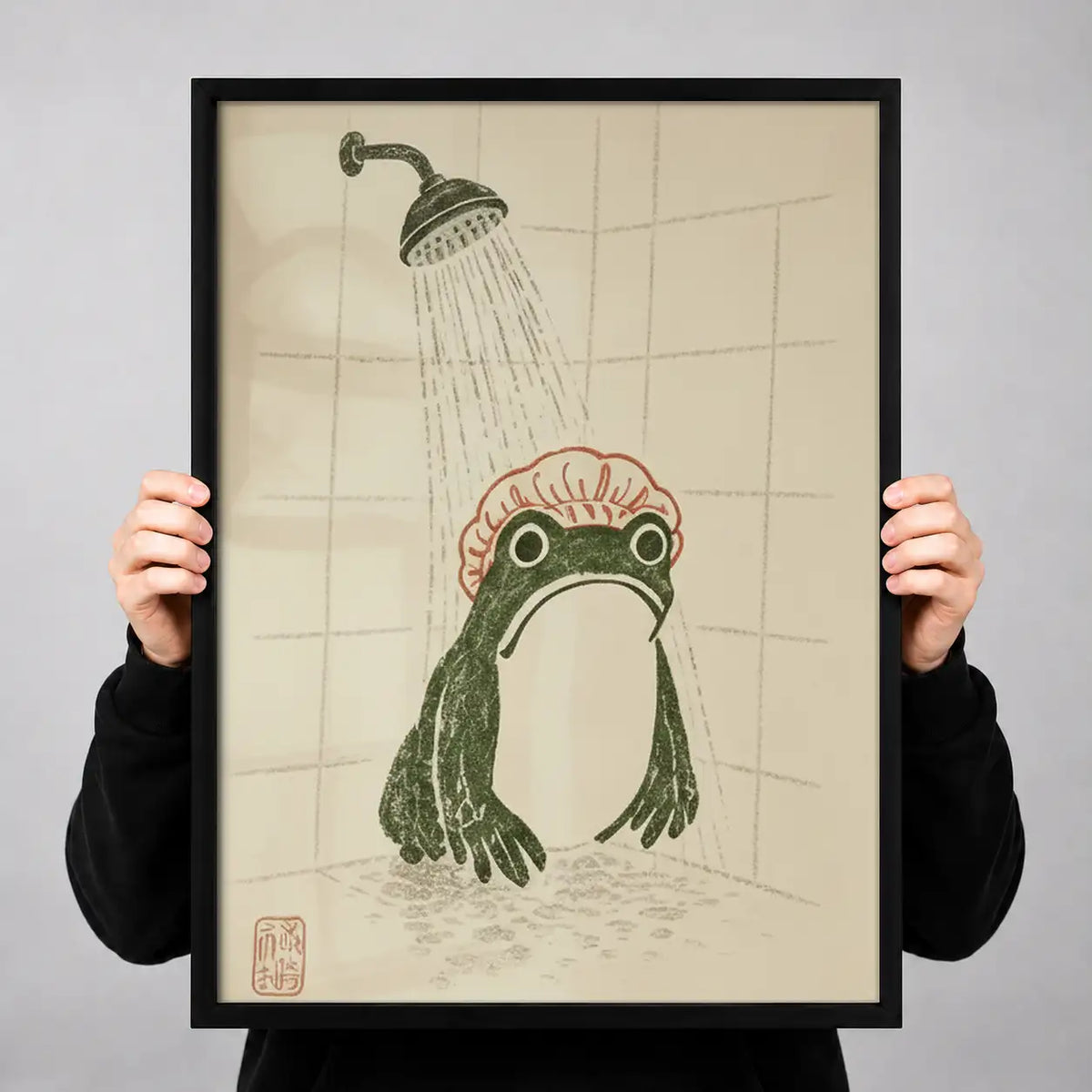 Frog Taking a Shower Wall Art 3