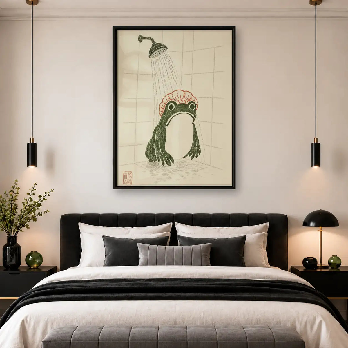 Frog Taking a Shower Wall Art 4