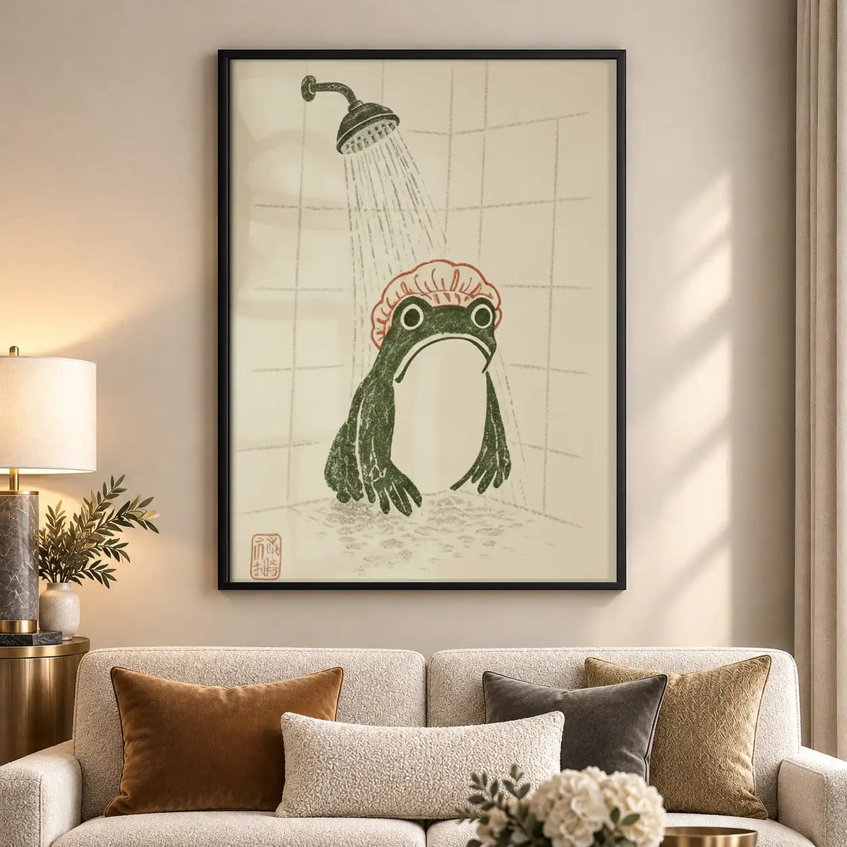 Frog Taking a Shower Wall Art 5