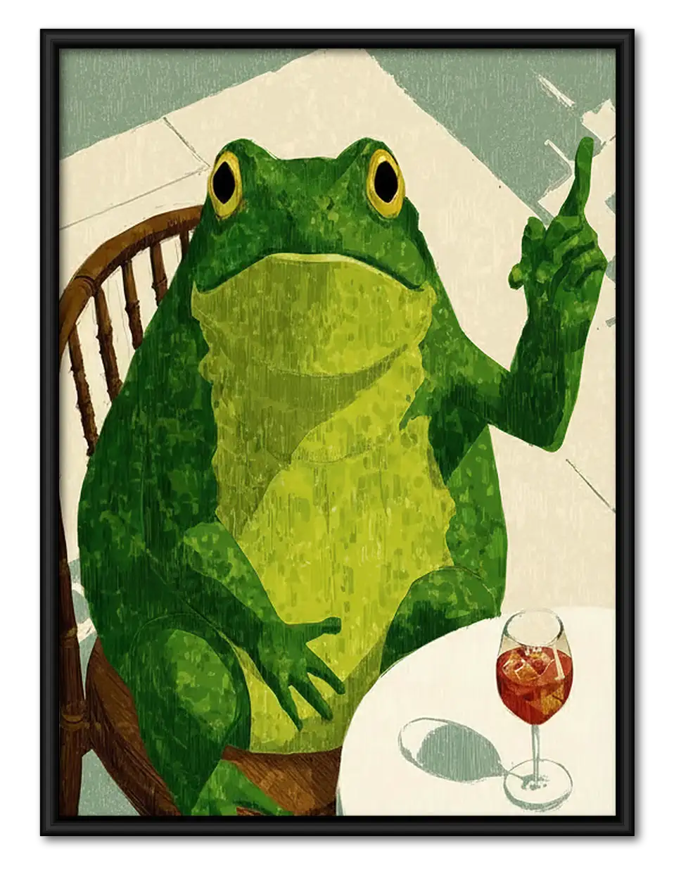 Frog Toasting with Red Wine Wall Art 1