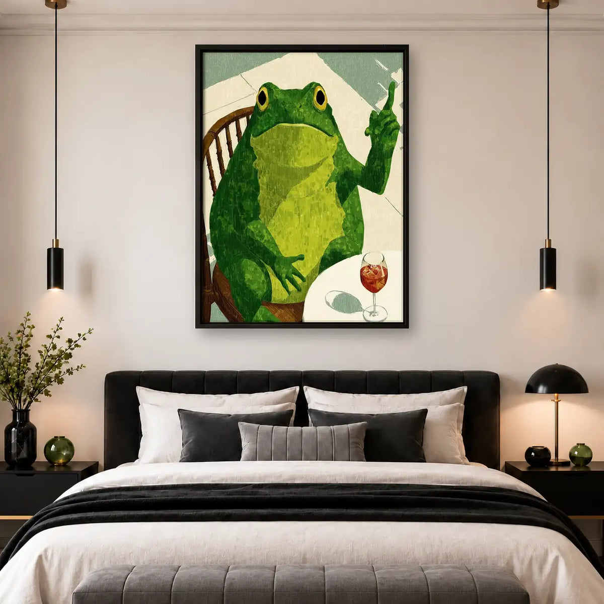 Frog Toasting with Red Wine Wall Art 4
