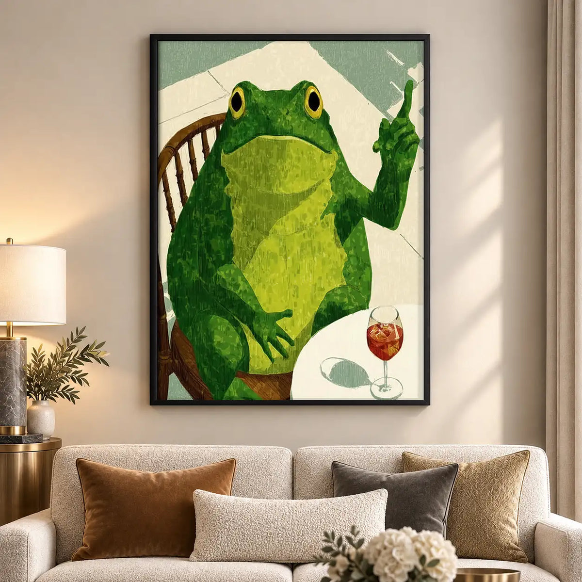 Frog Toasting with Red Wine Wall Art 5